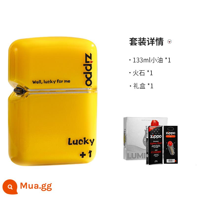 Bật lửa Zippo chính hãng vỏ trong suốt cát lún dạ quang chính hãng Zippo chống gió dầu lửa tặng bạn trai zp - [Vàng cát lún nhạt trong tối] [Phiên bản hộp quà]