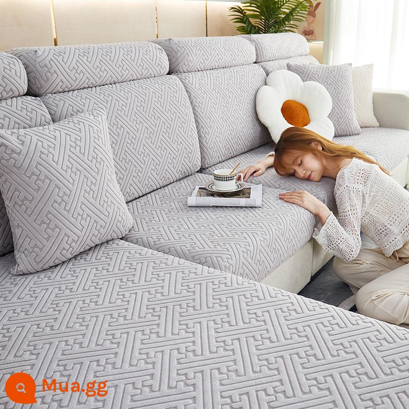 Ghế Sofa Đa Năng Bao Gồm Tất Cả Đơn Giản Bốn Mùa Đa Năng Chống Trơn Trượt Sofa Đệm Sofa Đệm Co Giãn Ghế Sofa - rõ ràng/màu xám nhạt