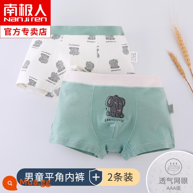 Quần lót bé trai mùa hè mỏng phần trẻ em boxer modal lụa lưới lớn cho trẻ em quần đùi 100% cotton - KJ650[2 gói]