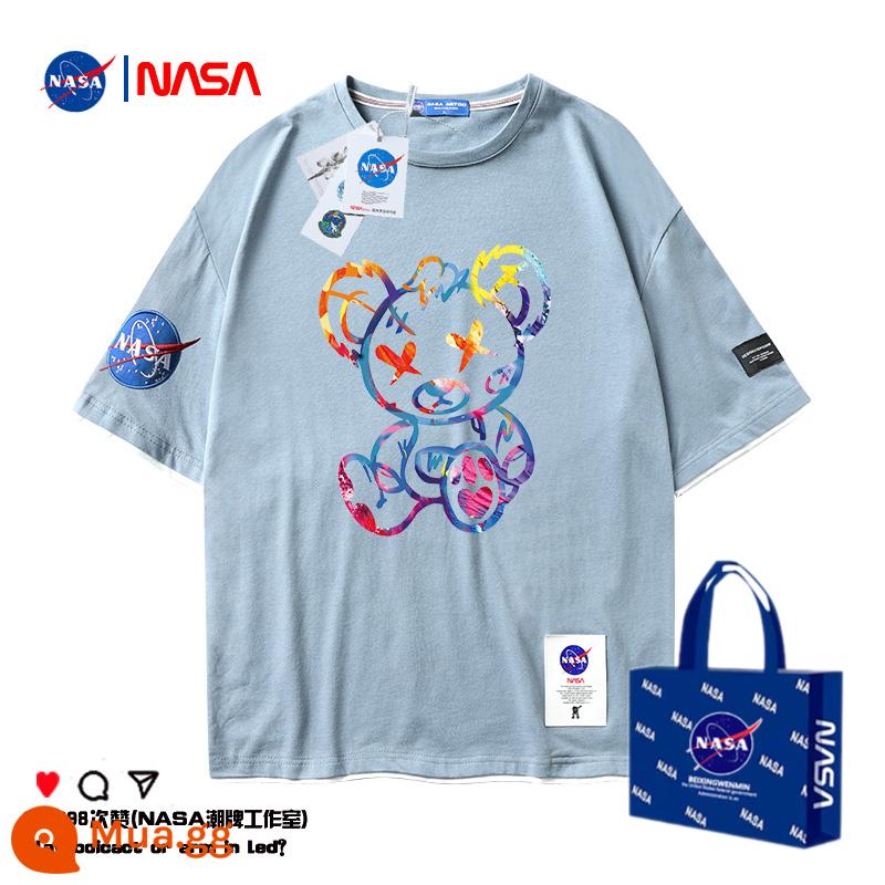 Cửa hàng NASA2022 mới trẻ trung hợp thời trang thương hiệu áo khoác mùa thu ins nam hợp thời trang đồng phục bóng chày thủy triều - 1078-3 giả hai mảnh màu xanh