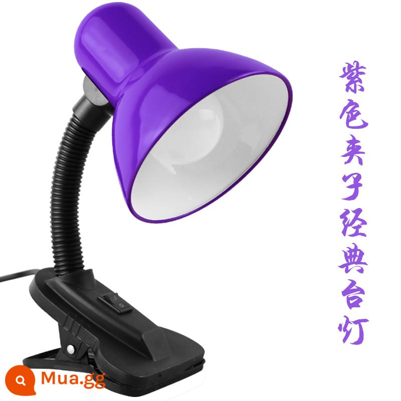 Bảo vệ mắt đèn bàn led bàn học loại kẹp nhỏ đèn đọc sách ký túc xá học sinh và trẻ em cắm đèn bàn văn phòng - Đèn bàn kẹp màu tím + đèn LED học tập không nhấp nháy 7 watt