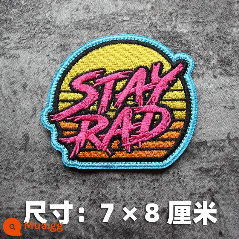 Retro hoài cổ hơi sóng phong cách STAY RAD thêu Velcro phong cảnh bãi biển mặt trời mọc cây dừa băng dán - STAY RAD kiểu tròn