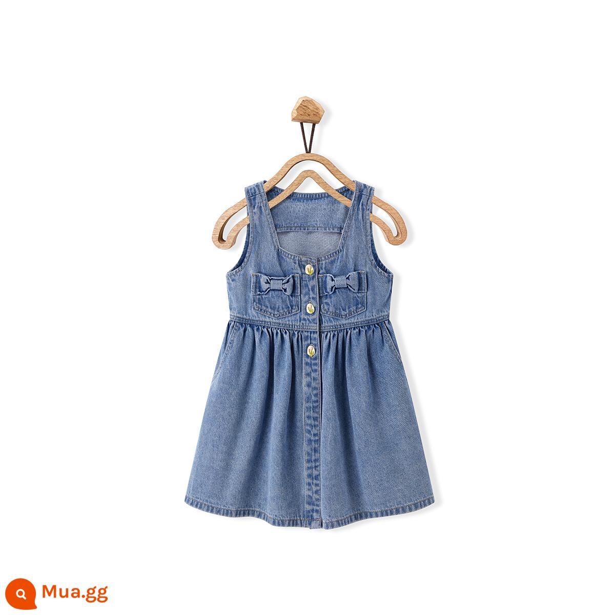 Minipeace Taiping chim quần áo trẻ em cotton denim bé túi váy váy trẻ em mùa xuân 2023 bé gái váy - jean xanh