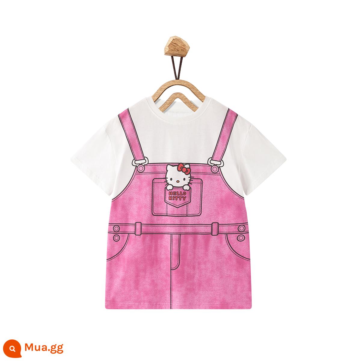 [Xin chào Kitty] quần áo trẻ em minipeace Taiping chim bé gái váy áo thun cotton mùa hè - Hoa hồng đỏ