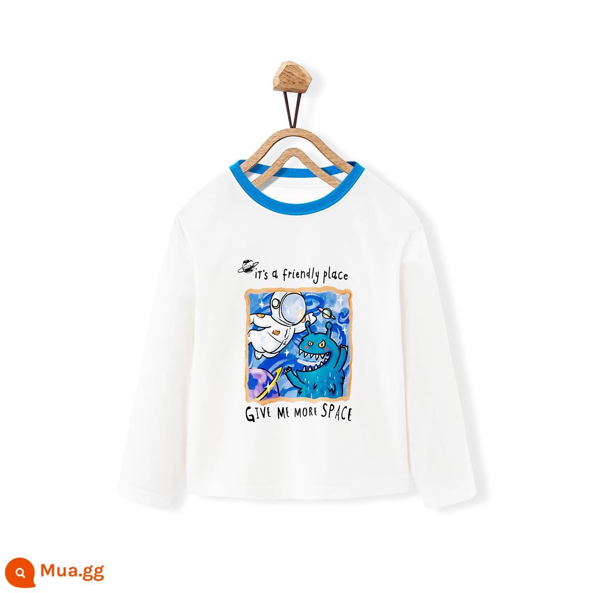 minipeace Taiping bird quần áo trẻ em bé trai tay raglan áo thun dài tay quần áo mùa xuân áo trẻ em có đáy áo sơ mi cotton thủy triều - dự phòng màu trắng