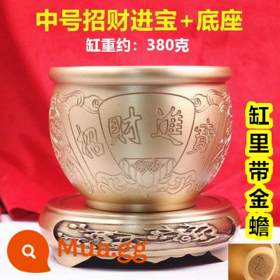 Lucky Jinbao Baifu Xi lanh đồng Đồng thau nguyên chất Xi lanh gạo Dồi dào Vật trang trí Phòng khách lớn Trang trí nội thất Con heo đất nhỏ - [Kích thước vừa để thu hút tài lộc] Đường kính 9,5cm + Đế gửi hạt chuyển và đồng xu Ngũ Hoàng + Yuanbao