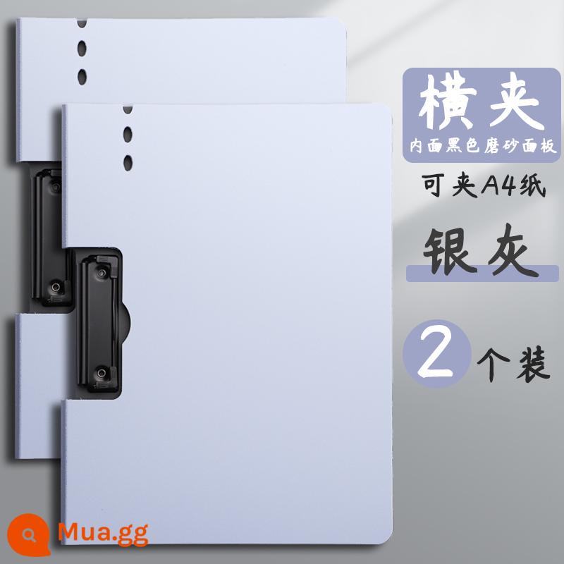 Bảng thư mục A4 kẹp thông tin cuộc họp đa chức năng bảng viết ngang sách bảng bảng văn phòng phẩm đồ dùng văn phòng học sinh sử dụng bài kiểm tra để sắp xếp hiện vật tài liệu phát thư mục hợp đồng tập tin clip bài phát biểu nháp clip kẹp đôi - Xám bạc [ngang] 2 chiếc