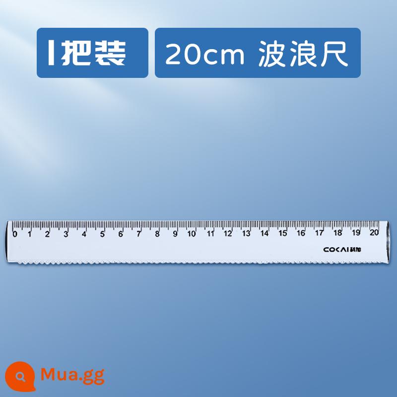 Thước thẳng trong suốt dành cho học sinh tiểu học đa chức năng 15/20/30 cm 40 cm thước nhựa cho trẻ em vẽ thước đo thước thép loại một Bộ thép không gỉ đường lượn sóng - [Có sóng] 1 nắm dài 20cm (thẳng + gợn sóng)