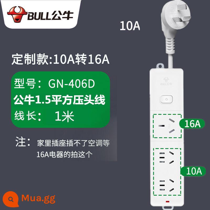 Bull 16A Ổ Cắm Chuyển Đổi Cao Cấp Dây Bảng Hộ Gia Đình 16-Một Điều Hòa Đặc Biệt Dây Nối Dài Cắm Bảng - 406D 1 mét 10A 10A đến 16A+10A+10A