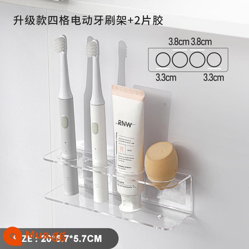 Tủ gương phòng tắm hộp lưu trữ acrylic phòng trang điểm bồn rửa kệ mỹ phẩm sản phẩm chăm sóc da vách ngăn mặt nạ - Hộp đựng bàn chải đánh răng dán tường 4 ngăn-SF1784