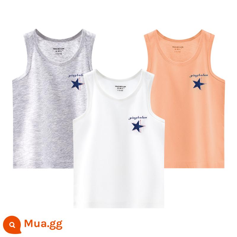 Inblen trẻ em áo vest nhỏ cotton mùa hè phần mỏng bé trai bé trai bé lớn con mặc bên trong đáy áo vest - 25207 trắng + xám + vàng