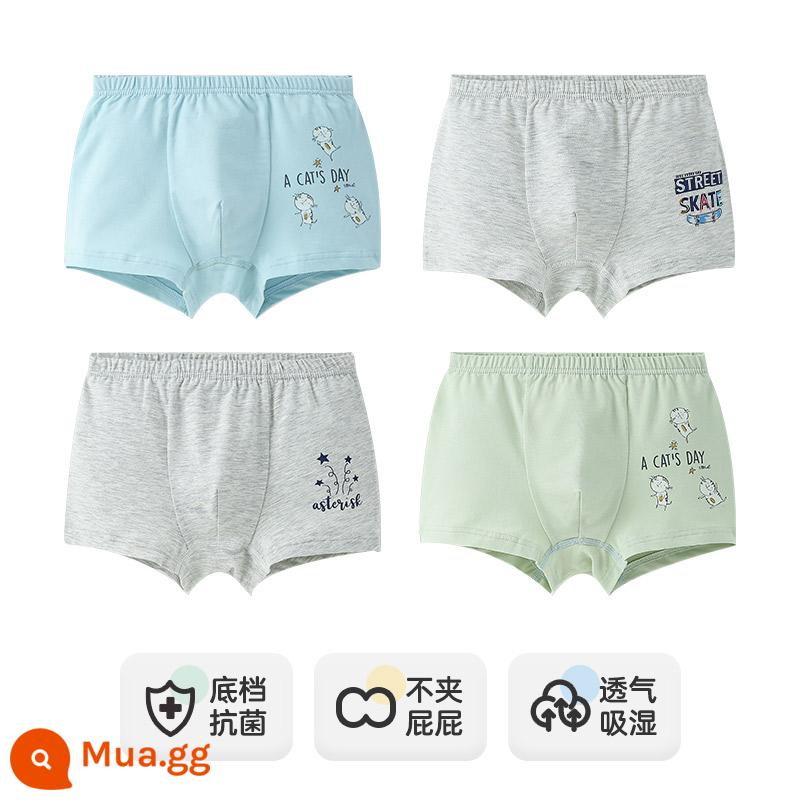 Inblen Quần Lót Trẻ Em Bé Trai Modal Cotton Boxer Thiếu Niên Sinh Viên Quần Lót Boxer Bé Trai Lớn - 15269 bốn gói