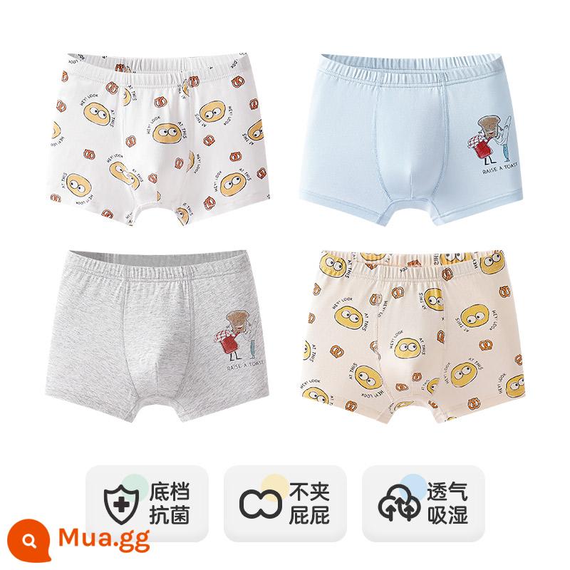 Inblen Quần Lót Trẻ Em Bé Trai Modal Cotton Boxer Thiếu Niên Sinh Viên Quần Lót Boxer Bé Trai Lớn - 15235 bốn gói