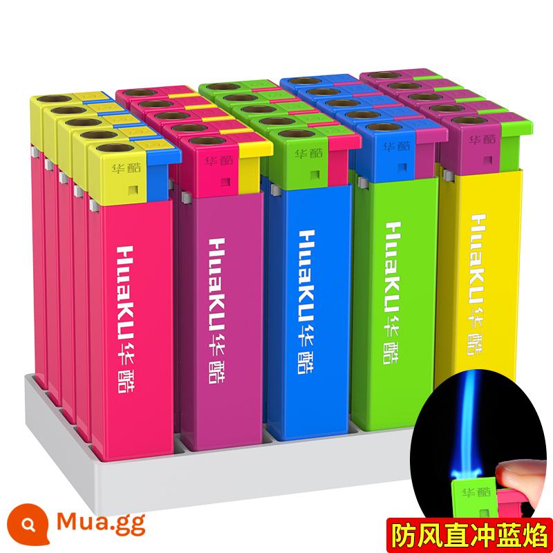 50 bật lửa chống gió, bền, dùng một lần, tùy chỉnh, bán buôn thông thường, tùy chỉnh, in, thương mại, bán hàng trực tiếp tại nhà máy - (Ưu đãi đặc biệt) 25 chiếc ngọn lửa thẳng màu xanh nhiều màu