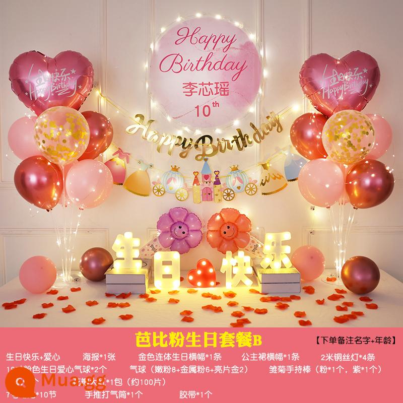 Đèn led chữ happy birthday con gái tròn một tuổi thân cây lãng mạn bố trí khung cảnh vật dụng trang trí bất ngờ - Sinh nhật người hâm mộ Barbie B [tên ghi chú + tuổi]