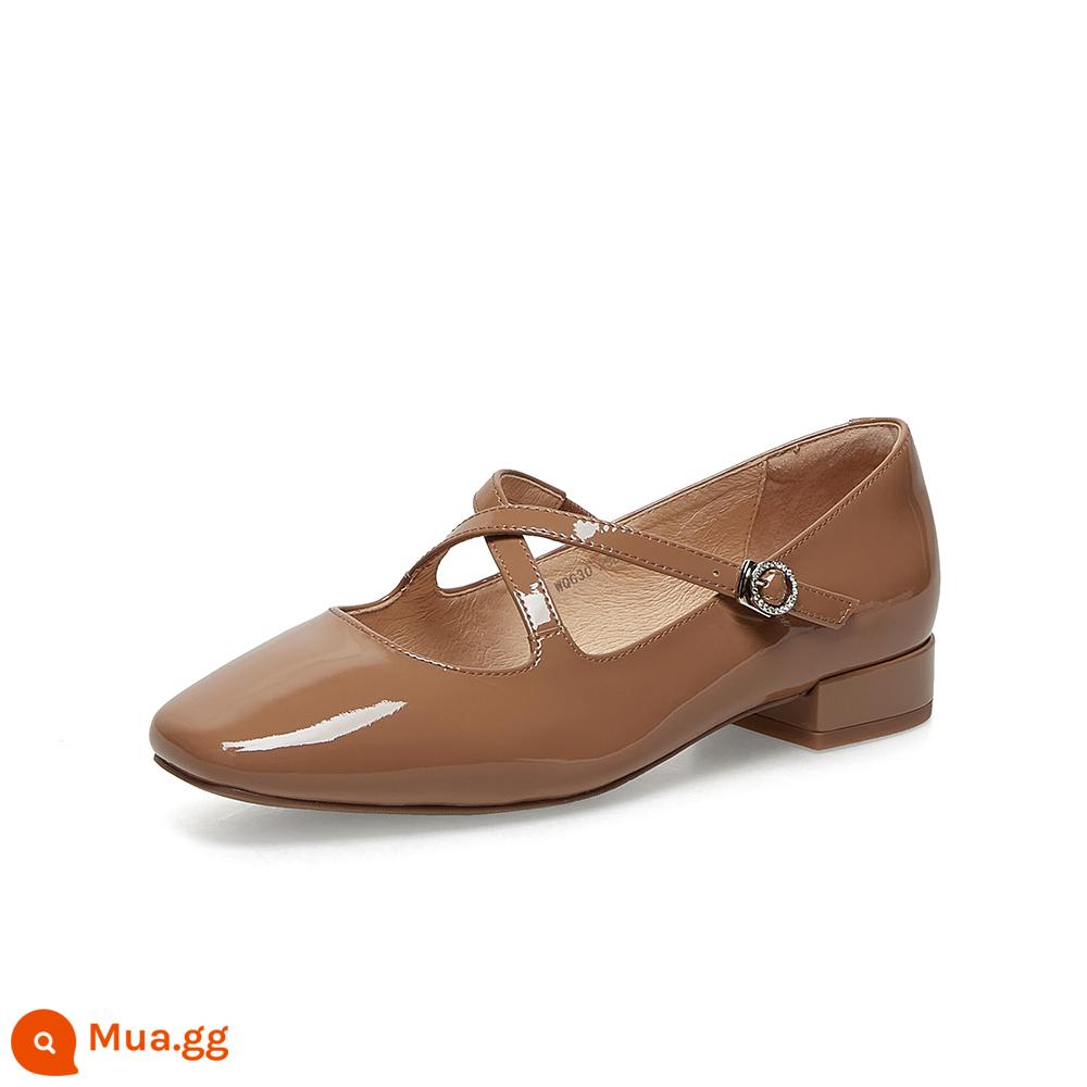 Bata Mary Jane nữ mùa xuân 2023 da mới đi lại thanh lịch phù hợp với tất cả các trận đấu bơm gót dày giày đơn WQG30AQ3 - mai sâu