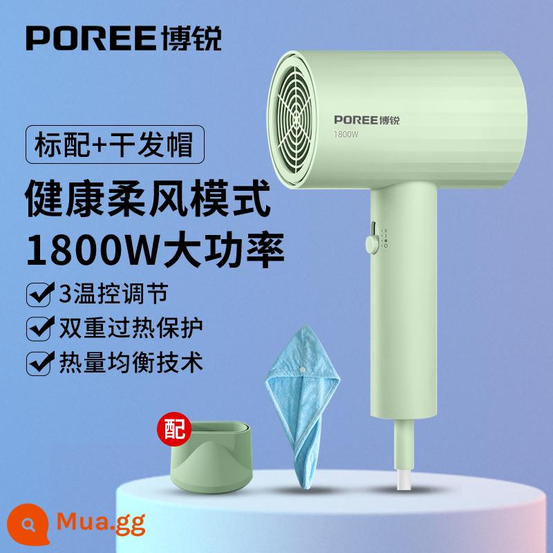 Máy sấy tóc Borui gia đình công suất cao 2000W nhiệt độ không đổi chăm sóc tóc tắt tiếng sấy khô nhanh ký túc xá sinh viên máy sấy tóc - Borui 1628 xanh + mũ sấy tóc 1800w kiểu nhà tập thể