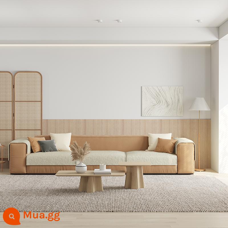 [Princess Produced] Đệm sofa chống trượt hiện đại màu trắng kem Đệm sofa khăn bọc đệm sofa tất cả các mùa - màu cà phê sữa