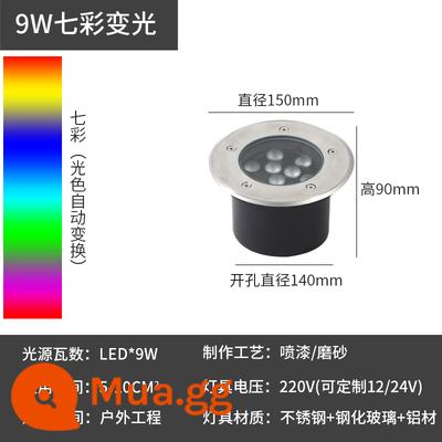 Đèn LED chôn phòng phòng bãi cỏ ngoài trời chống thấm nước đèn cảnh quan nhiều màu sắc 3W5W9W12W18W chôn đèn sản phẩm mới giá đặc biệt - RGB đầy màu sắc 9W