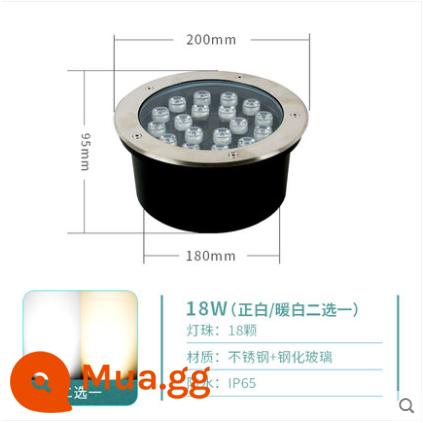 Đèn LED chôn phòng phòng bãi cỏ ngoài trời chống thấm nước đèn cảnh quan nhiều màu sắc 3W5W9W12W18W chôn đèn sản phẩm mới giá đặc biệt - Trắng tinh khiết 18W/Trắng ấm (chọn 1 trong 2)