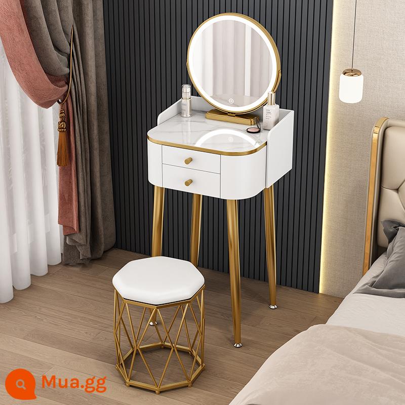 Bàn trang điểm phòng ngủ chung cư nhỏ mini đa năng siêu hẹp lưới gió Bắc Âu màu đỏ tủ bàn trang điểm đơn giản tiết kiệm diện tích - Bàn trắng 2 lớp 40cm + gương thông minh + ghế tổ chim ZZJ