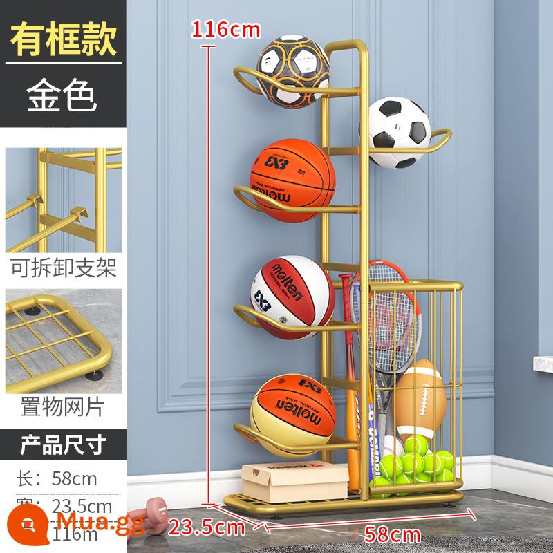 Lớp lưu trữ bóng rổ Nội thất Phòng Children Stroke Stroke Balls Bermament cầu lông lưu trữ Basin Basin - 4 lớp vàng [kiểu khung nâng cấp] cao 116CM