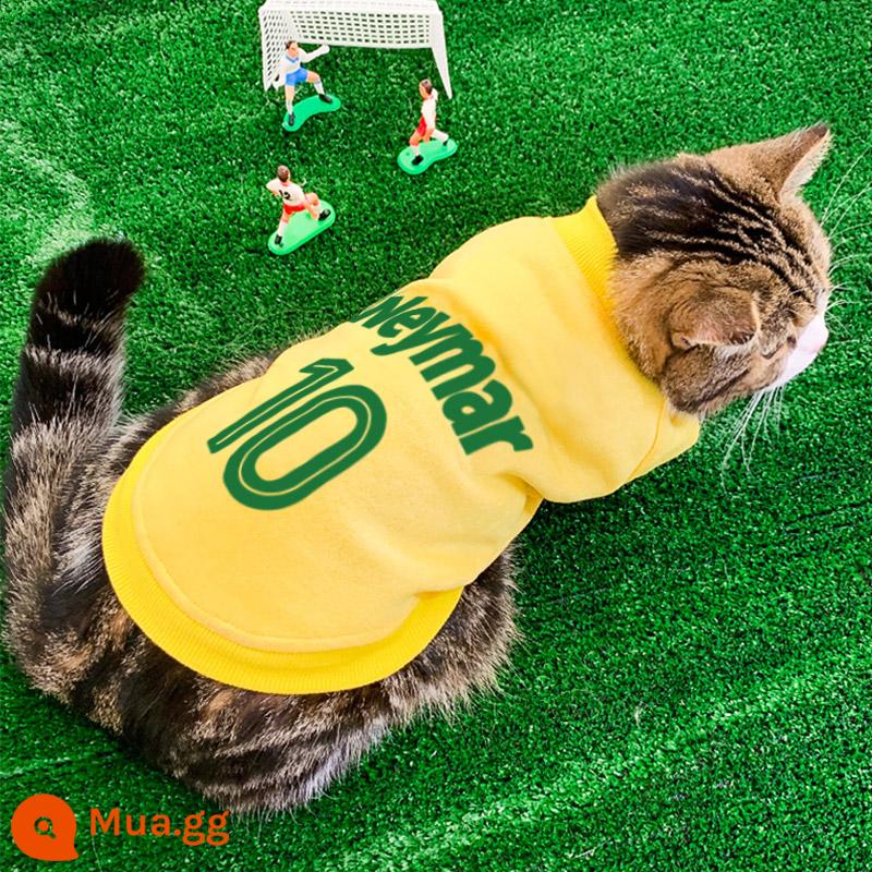 Quần áo mèo Argentina World Football Cup Jersey Autumn and Winter British Short Blue Cat Puppet Kitten Cat Pet Winter - (Quần thun cotton dày dặn) Brazil size 10