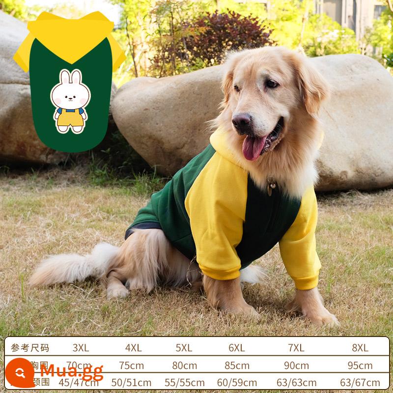 Golden Retriever Quần Áo Mùa Xuân và Mùa Thu Phần Mỏng Labrador Samoyed Trung Bình Cho Chó Lớn Thú Cưng Ấm Áp Cho Chó Lớn Quần Áo Mùa Thu Đông - (Áo hoodie mùa thu đông) Chú thỏ túi có mũ trùm đầu màu xanh đậm và màu vàng