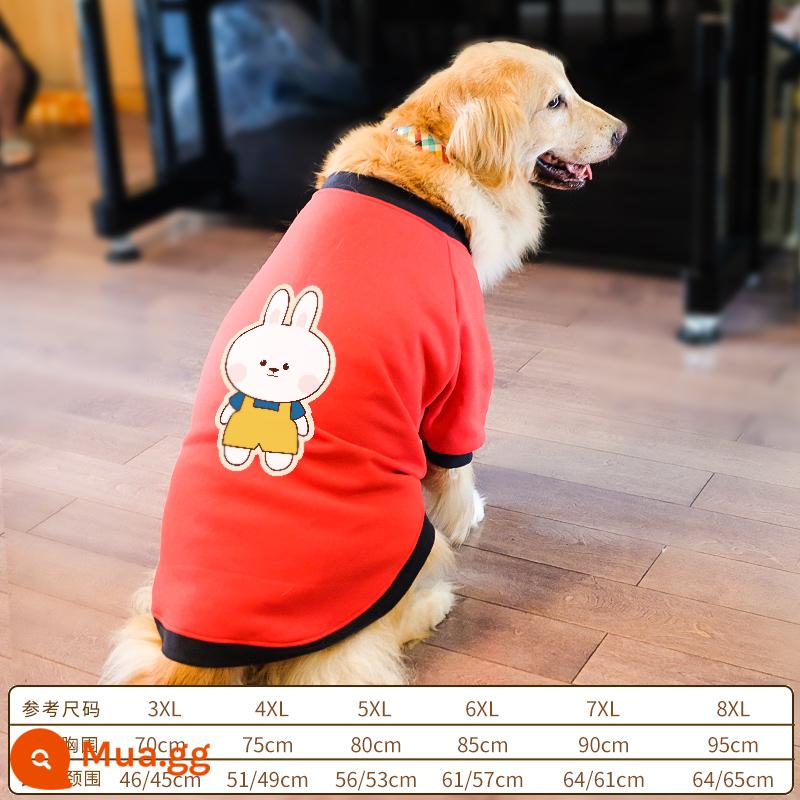 Golden Retriever Quần Áo Mùa Xuân và Mùa Thu Phần Mỏng Labrador Samoyed Trung Bình Cho Chó Lớn Thú Cưng Ấm Áp Cho Chó Lớn Quần Áo Mùa Thu Đông - (Cổ tròn mùa thu đông) chú thỏ túi xách màu đỏ