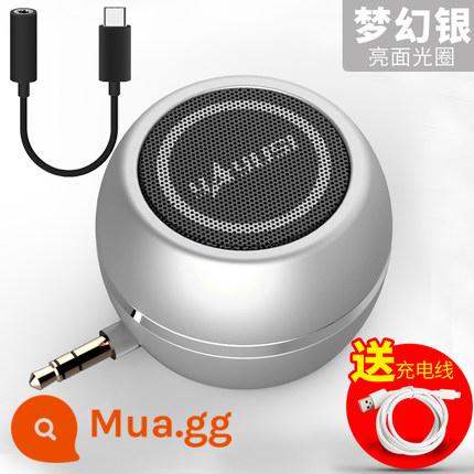 Loa nhỏ trong dòng điện thoại di động phổ thông bộ khuếch đại máy tính Apple typec audio mini loa ngoài loa ngoài máy nghe nhạc di động ipad nhỏ bộ khuếch đại âm thanh màn hình phẳng - Loa cắm trực tiếp-mẫu mạ điện+bộ chuyển đổi type-c-Dream Silver