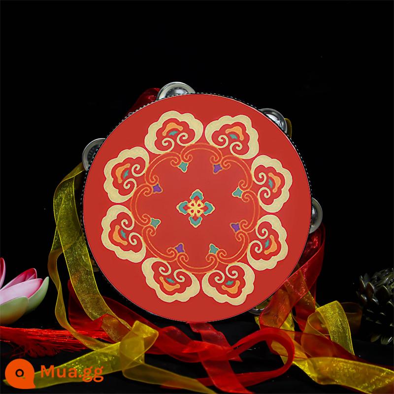 Múa tambourine của người Duy Ngô Nhĩ múa tambourine Đôn Hoàng tambourine trên 7 inch phong cách dân tộc tambourine cổ áo Tan 17,5CM Trống tang - những đám mây tốt lành màu đỏ