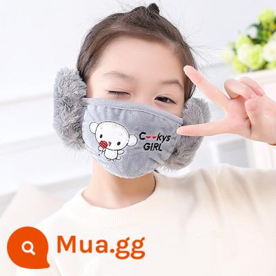 Phiên bản hàn quốc chống lạnh bảo vệ tai đi xe đạp mùa đông ấm mặt nạ thời trang nữ chống bụi mùa đông nam nữ cotton dày dặn miễn phí vận chuyển - Màu xám trẻ em