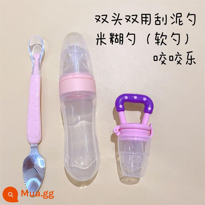 Thìa mềm cơm cho bé dán bình bú silicone cốc hút không chủ lực thực phẩm bộ đồ ăn bóp cho bé ăn bột gạo gạo dán hiện vật - Thìa mềm dán gạo đỏ + nạo bùn + snack dai. Thêm vào mục yêu thích và mua để có được thìa mềm ấm áp