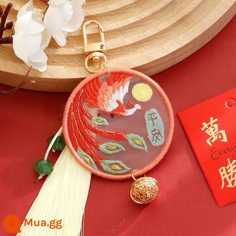 Thêu đánh dấu tự làm chất liệu túi handmade phong cách cổ xưa thêu chữ thập phong cách Trung Hoa thêu hòa bình phước lành quà tặng - Dây an toàn+hộp quà neon màu hoa sen