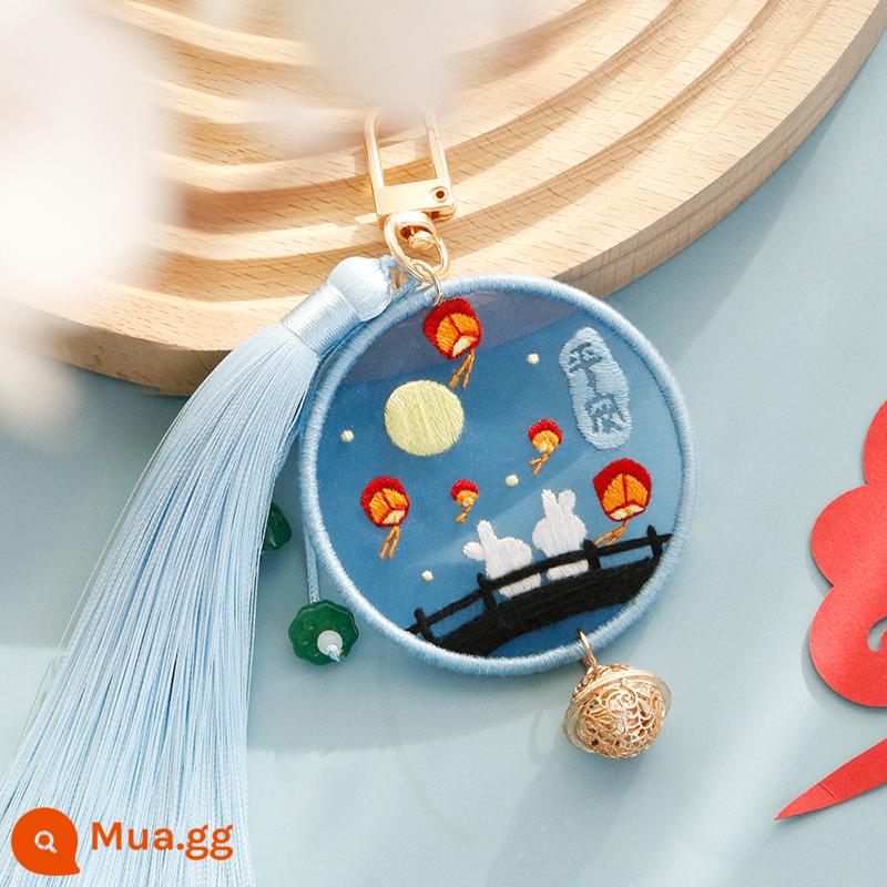 Thêu đánh dấu tự làm chất liệu túi handmade phong cách cổ xưa thêu chữ thập phong cách Trung Hoa thêu hòa bình phước lành quà tặng - Kaki cầu bình an - hộp quà