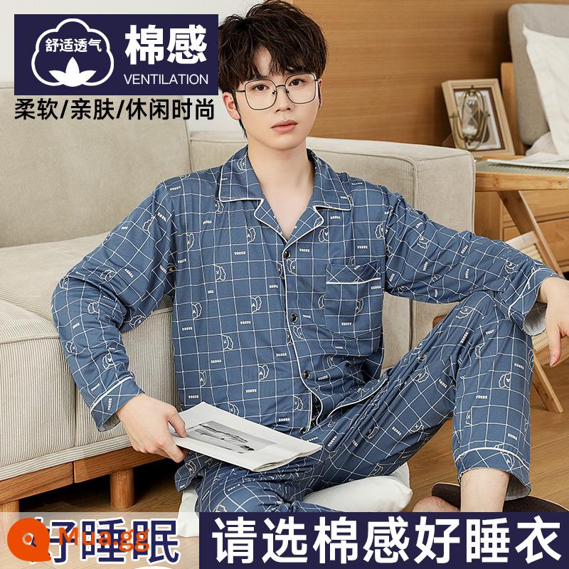 Nanjiren Bộ Đồ Ngủ Nam Nam Xuân Thu Cotton Dài Tay Homewear Nam Thu Đông Bộ Đồ Mỏng - [Phong cách bông] Tài năng và phong cách tuyệt vời