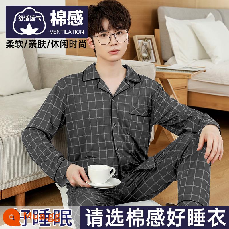 Nanjiren Bộ Đồ Ngủ Nam Nam Xuân Thu Cotton Dài Tay Homewear Nam Thu Đông Bộ Đồ Mỏng - [Phong cách bông] Phong cách Lavida