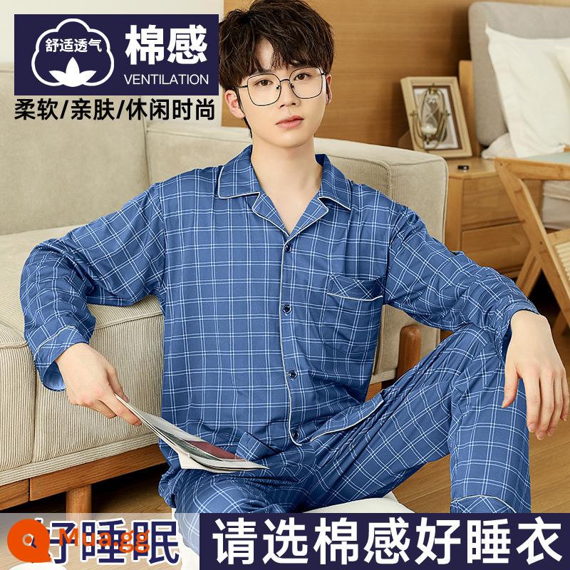 Nanjiren Bộ Đồ Ngủ Nam Nam Xuân Thu Cotton Dài Tay Homewear Nam Thu Đông Bộ Đồ Mỏng - [Phong cách bông] Tre Feng Ya Meng