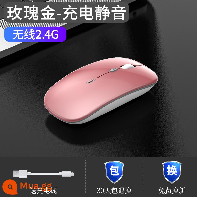 Chuột Bluetooth Không Dây Tắt Tiếng Sạc Máy Tính Xách Tay Máy Tính Văn Phòng Không Giới Hạn Áp Dụng Huawei Lenovo Xiaomi - Phiên bản Vàng hồng/Không dây [Yên tĩnh và Im lặng + Có thể sạc lại]