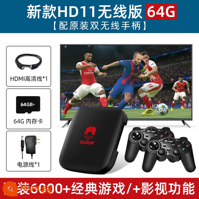 Máy chơi game Xiaobawang TV HD11 hệ thống Android thông minh Kết nối độ phân giải cao 4K PSP 3D arcade đôi rocker cổ điển tay cầm máy màu đỏ và trắng hoài cổ dành cho trẻ em 2022 hộp trò chơi mới - HD11 phiên bản không dây 64G [thêm PSP, game arcade]