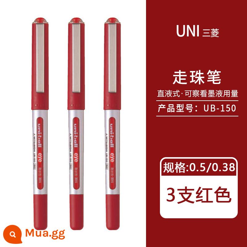 Nhật Bản uniball Mitsubishi UB-150 bút bi nước dạng lỏng thẳng trung tính Bút ký tên gốc nước 0,5mm 0,38 bút mực nước màu đen học sinh ub150 có bút lông màu đen văn phòng phẩm Nhật Bản đồ dùng văn phòng - 3 cây bút đỏ