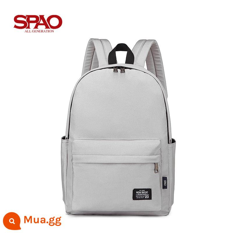 Spao Ba Lô Đại Học Hàn Quốc Học Sinh Trung Học Nam Nữ Đại Học Phong Cách Ba Lô Chống Thấm Nước Túi Máy Tính 15.6 Inch - phong cách mới màu xám nhạt