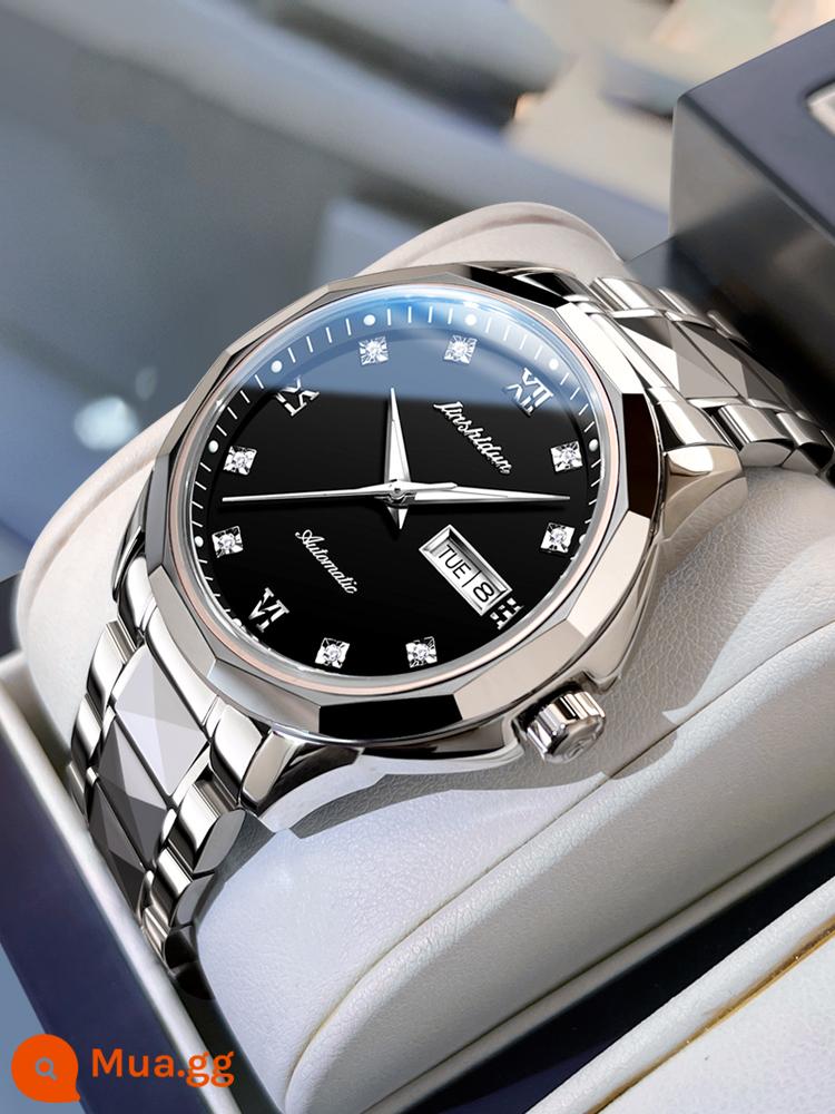 Mới Chính Hãng Thụy Sĩ Thương Hiệu Nổi Tiếng Longines Đồng Hồ Cơ Rỗng Cơ Kinh Doanh Thép Vonfram Chống Thấm Nước Đồng Hồ Nam - Mẫu nam mặt đen tự nhiên 8813 sưu tầm tặng dây đeo đồng hồ