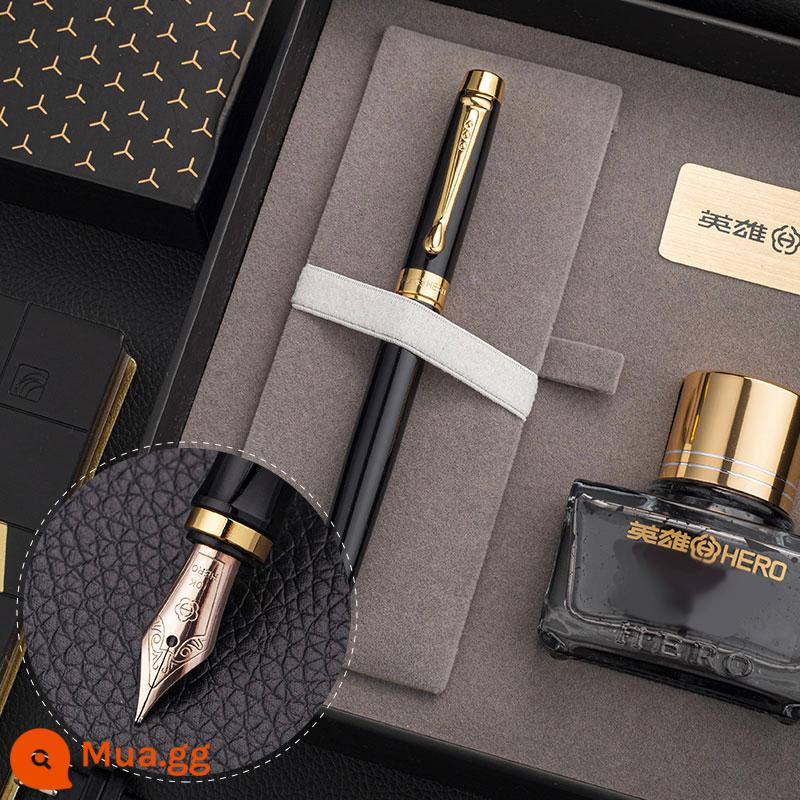 [Hộp quà tặng lễ hội mùa xuân] Hero Pen Official Flagship Store Ngòi vàng 10K H707 Quà tặng văn phòng doanh nghiệp dành cho nam và nữ Quà tặng tinh tế Luyện viết Chữ miễn phí Logo tùy chỉnh - Hộp quà mực và bút vàng Mingjian 10K đen làm sẵn