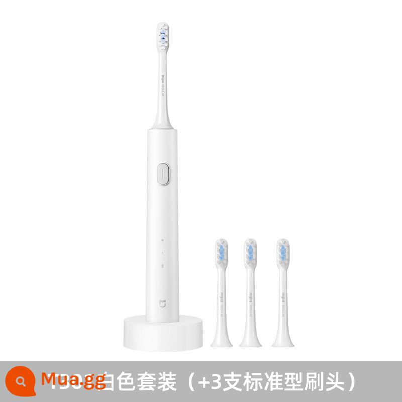 Bàn Chải Đánh Răng Điện Xiaomi Mijia Sonic T301 Hộ Gia Đình Chống Nước Có Thể Sạc Lại Không Dây Tiệc Sinh Viên Cặp Đôi Nam Nữ - Bộ trắng T301 (+3 đầu cọ tiêu chuẩn)