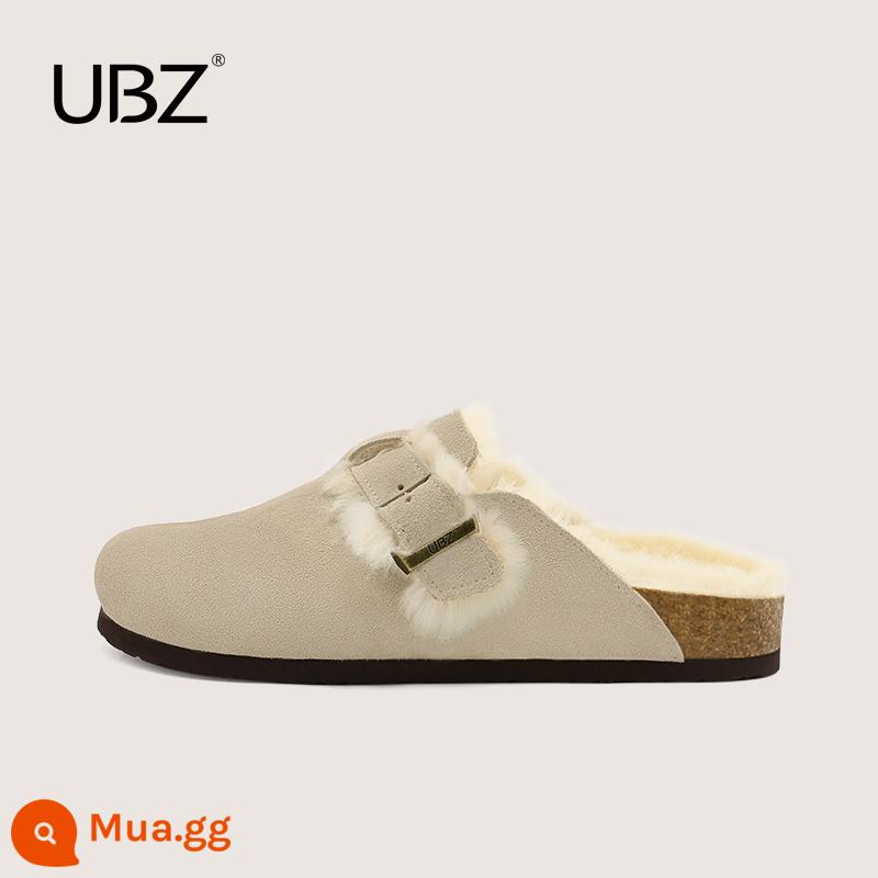 Giày đơn Birkenstock chống thấm nước UBZ dành cho cặp đôi nam nữ mùa xuân hè 2023 nút chai mới áo khoác ngoài đáy dày Bao Đầu Birkenstock nửa kéo - Nhung màu sa mạc (bán trước trong 10 ngày)