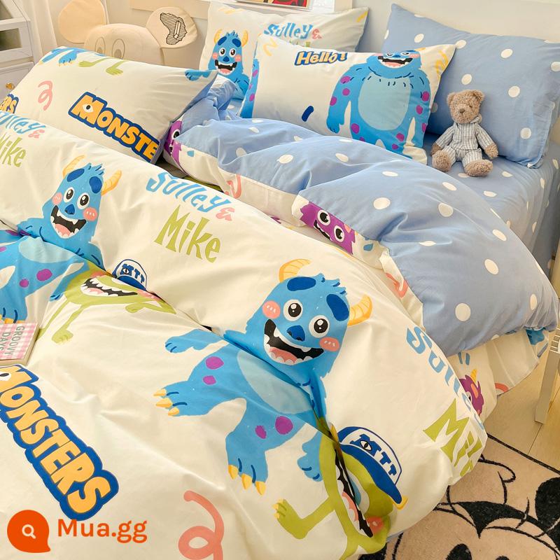 Disney Cotton Vỏ Chăn Đơn 100 Bông Nguyên Chất Chăn Ga 150X200X230 Ký Túc Xá Đơn Vỏ Chăn 3 Bộ - Đại học Mian-Happy