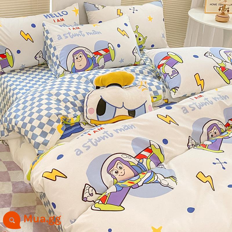 Disney Cotton Vỏ Chăn Đơn 100 Bông Nguyên Chất Chăn Ga 150X200X230 Ký Túc Xá Đơn Vỏ Chăn 3 Bộ - Năm ánh sáng bông-sét Buzz