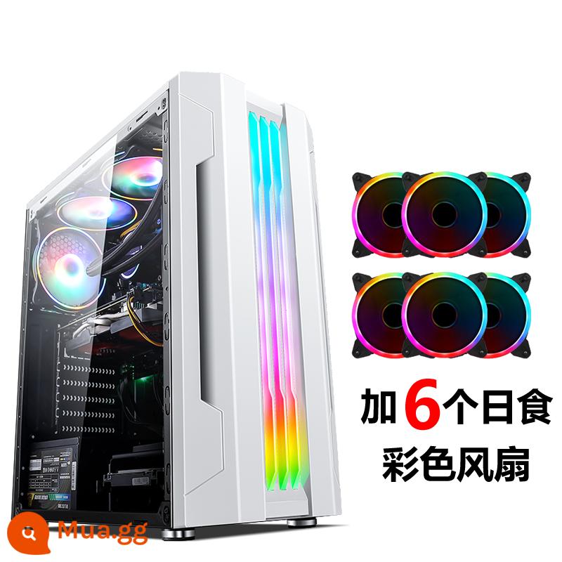 Tế Chi EVESKY Sáng Đèn Máy Tính RGB Thanh Ánh Sáng Full Bên Trong Suốt Làm Mát Bằng Nước ATX Bảng Lớn Chính - Ánh sáng buổi sáng trắng + quạt nhật thực 6 màu