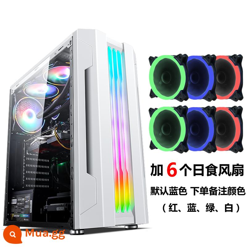 Tế Chi EVESKY Sáng Đèn Máy Tính RGB Thanh Ánh Sáng Full Bên Trong Suốt Làm Mát Bằng Nước ATX Bảng Lớn Chính - Morning White + 6 Quạt Đèn Eclipse